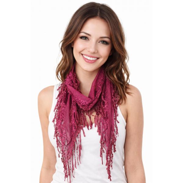 Wholesale 7776/T - Victorian Lace Confetti Oblong Scarves 7776 - Dark Magenta - 