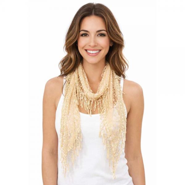 wholesale 7776/T - Victorian Lace Confetti Oblong Scarves 7776 - Light Apricot - 