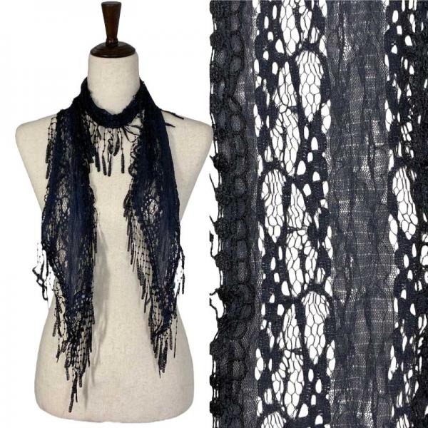 wholesale 7776/T - Victorian Lace Confetti Oblong Scarves 7776 - Dark Blue - 