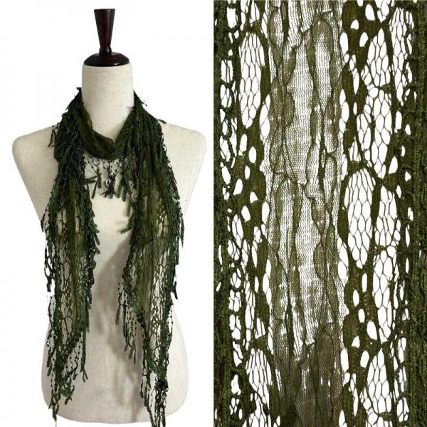 wholesale 7776/T - Victorian Lace Confetti Oblong Scarves 7776 - Dark Moss - 