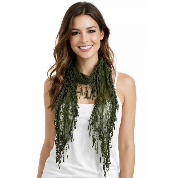 wholesale 7776/T - Victorian Lace Confetti Oblong Scarves 7776 - Dark Moss - 