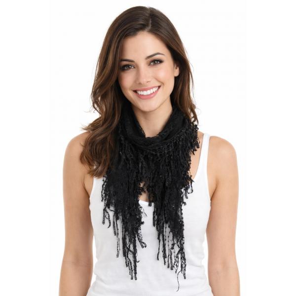 wholesale 7776/T - Victorian Lace Confetti Oblong Scarves 7776 - Black 
 - 