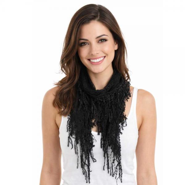 wholesale 7776/T - Victorian Lace Confetti Oblong Scarves 7776 - Black 
 - 
