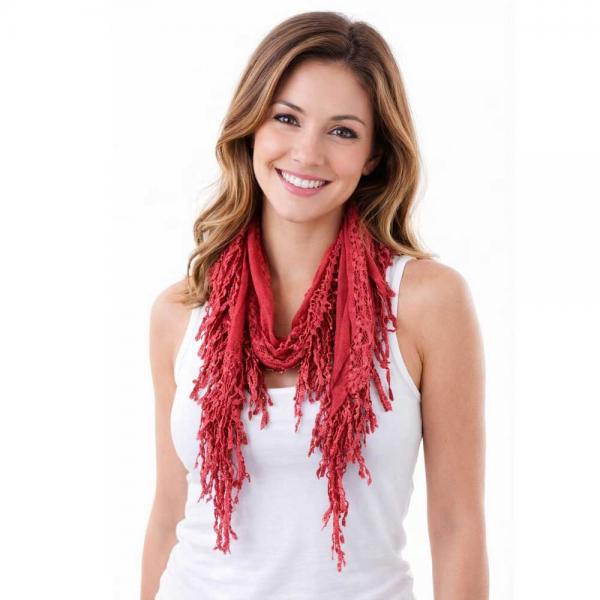 wholesale 7776/T - Victorian Lace Confetti Oblong Scarves 7776 - Burgundy - 