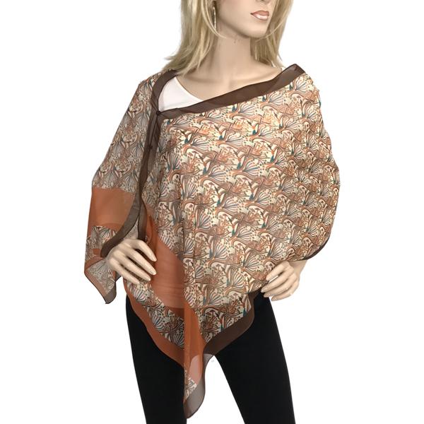 2451 - Silky Two Button Shawl  SB-012BR Color Coordinated Buttons<br> Brown Paisley
 - 