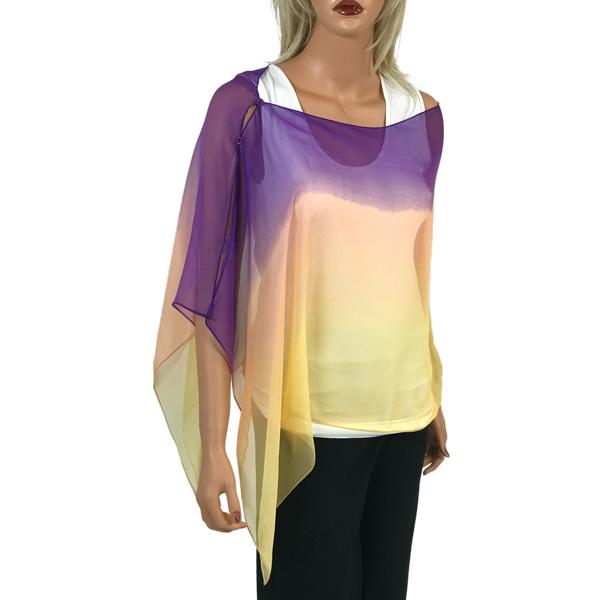 2451 - Silky Two Button Shawl  SB-106PPG Color Coordinated Buttons<br> Tri-Color Purple/Peach/Gold - 
