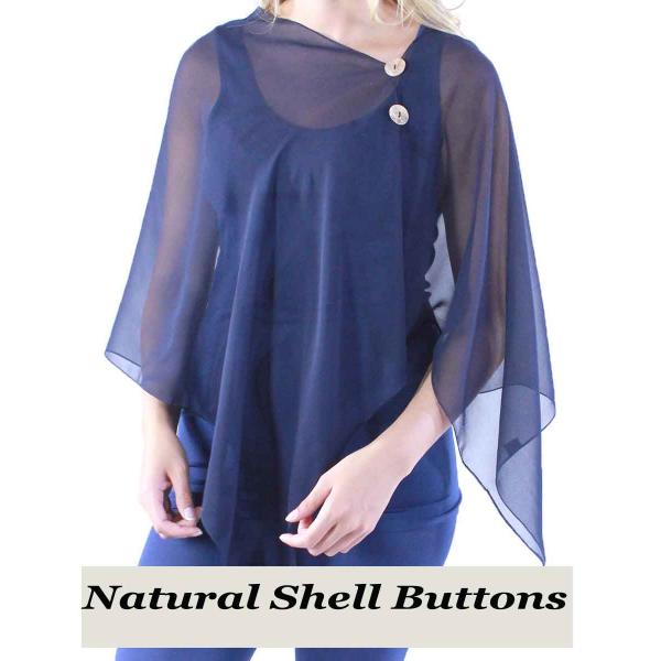 2451 - Silky Two Button Shawl  SBS-SNV<br>Solid Navy Two Button Shawl Natural Shell Buttons   - 