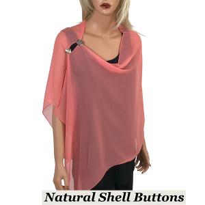 2451 - Silky Two Button Shawl  SBS-SCR Shell Buttons<br> Solid Coral
S21 - 