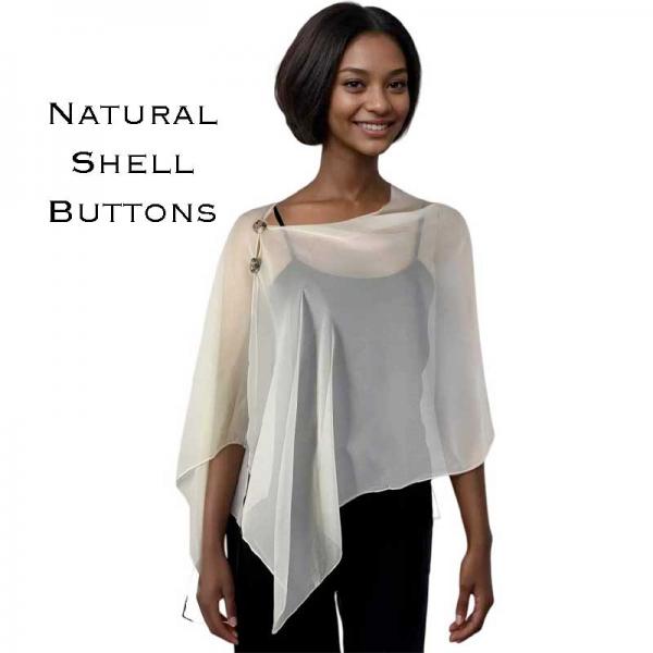 Wholesale 2451/T - Silky Two Button Shawl  STN <br> 
Solid Cream<br>
Shell Buttons - 