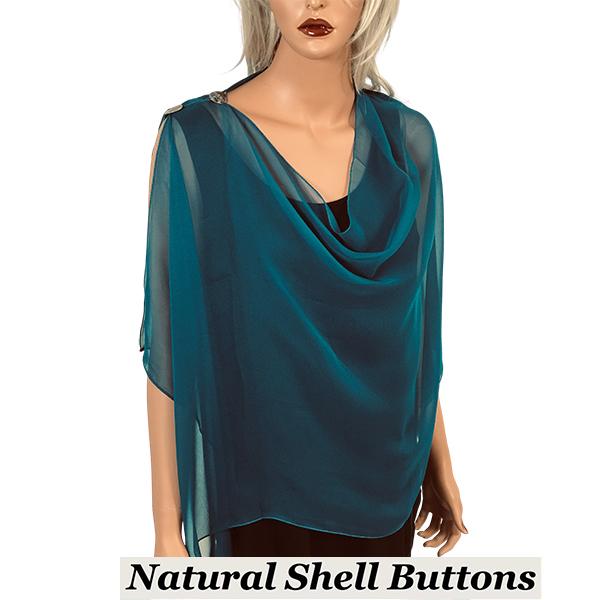 2451 - Silky Two Button Shawl  STL Shell Buttons<br>Solid Teal - 