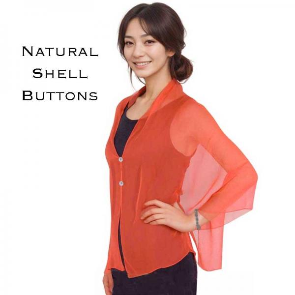 Wholesale 2451/T - Silky Two Button Shawl  SRD <br> 
Solid Red<br>
Shell Buttons  - 