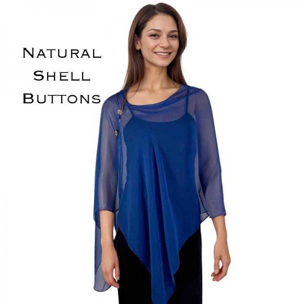 Wholesale 2451/T - Silky Two Button Shawl  SRO <br> 
Solid Royal<br>
Shell Buttons  - 