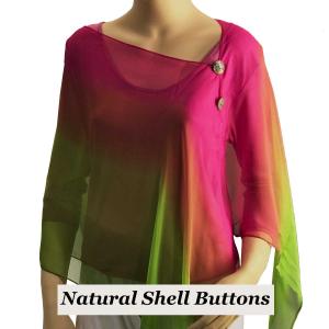 2451 - Silky Two Button Shawl  106MML Shell Buttons<br> Tri-Color Magenta-Mauve-Lime - 