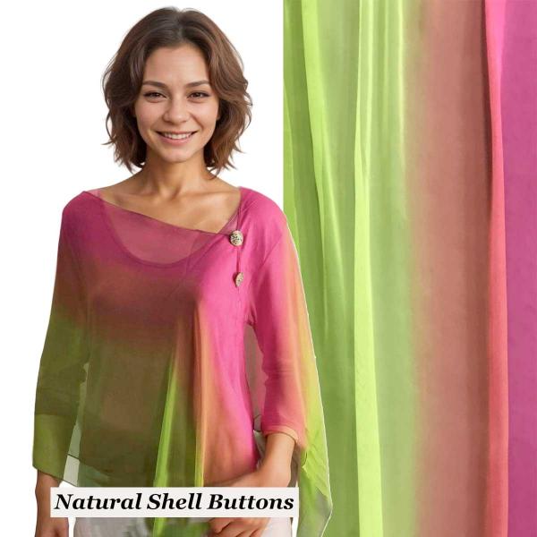 Wholesale 2451/T - Silky Two Button Shawl  106/MML <br> Tri-Color Magenta-Mauve-Lime<br>Shell Buttons  - 