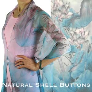 2451 - Silky Two Button Shawl  130TP Shell Buttons<br>Teal-Pink Lotus - 