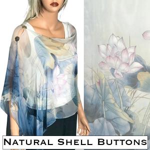 2451 - Silky Two Button Shawl  130BP Shell Buttons<br> Blue-Pink Lotus - 