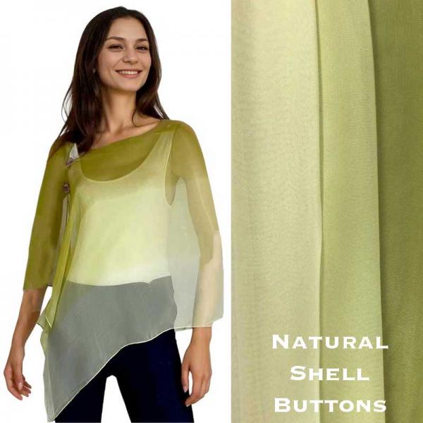Wholesale 2451/T - Silky Two Button Shawl  106/ASC <br> 
Tri-Color Avocado-Sage-Cream<br>
Shell Buttons - 