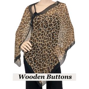 2451 - Silky Two Button Shawl  SBW-104BK Black Wooden Buttons<br> Cheetah Print Black Border - 