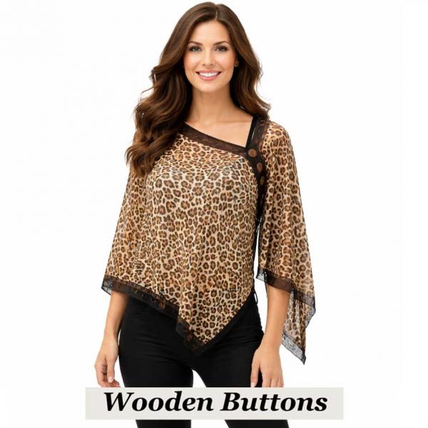 Wholesale 2451/T - Silky Two Button Shawl  SBW-104BR <br> Cheetah Brown<BR>Brown Wooden Buttons  - 