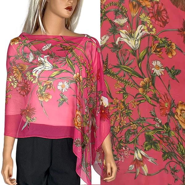 wholesale 2451 - Silky Two Button Shawl  SBS-FLMAG - Floral Print Magenta<br>
Shell Buttons - 