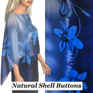2451 - Silky Two Button Shawl  SBS-A034 Shell Buttons<br> Blue Floral - 