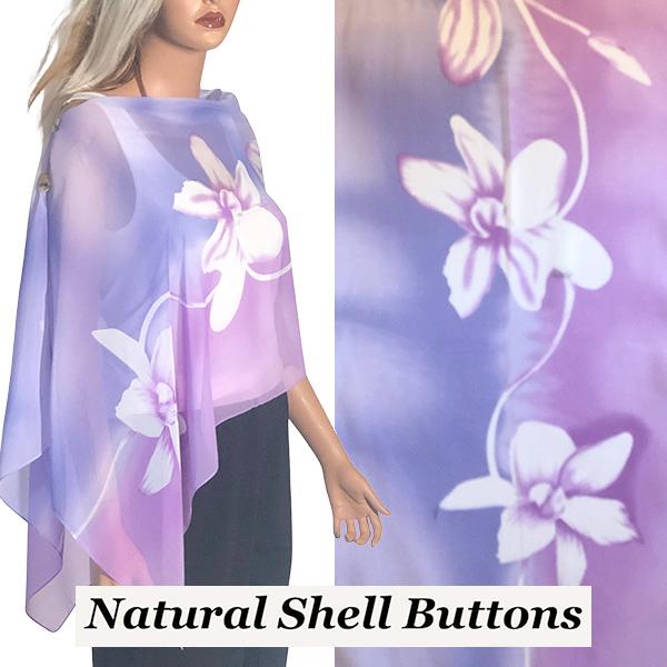 2451 - Silky Two Button Shawl  SBS-A036 Shell Buttons<br> Lilac Floral - 