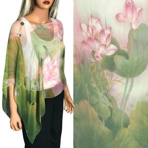 2451 - Silky Two Button Shawl  SBS-LO01 - Pink-Green Lotus<br>
Shell Buttons - 