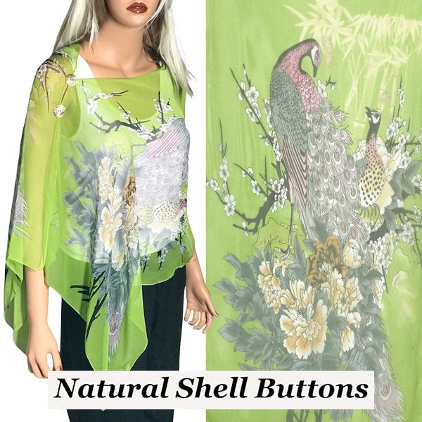 2451 - Silky Two Button Shawl  SBS-PC03 Shell Buttons<br> Lime Peacock - 