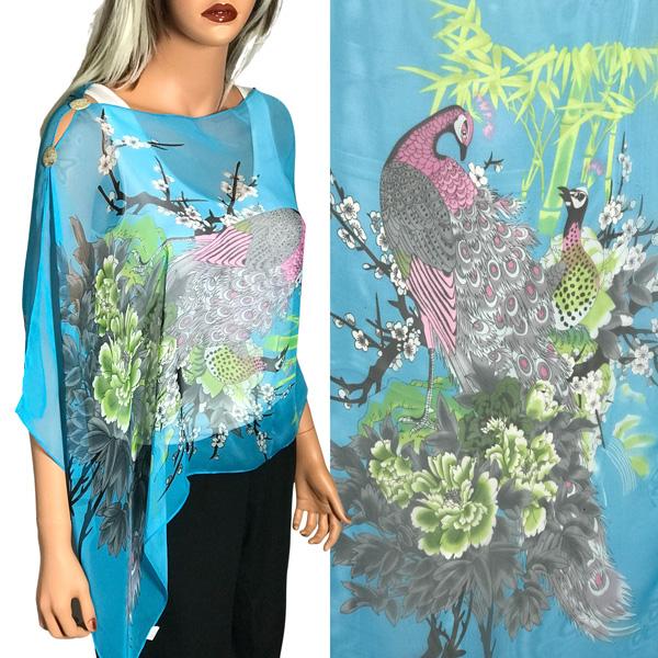 wholesale 2451 - Silky Two Button Shawl  SBS-PC09 - Turquoise Peacock<br>
Shell Buttons - 