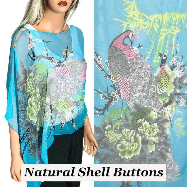 wholesale 2451 - Silky Two Button Shawl  SBS-PC09 - Shell Buttons<br> Turquoise Peacock - 