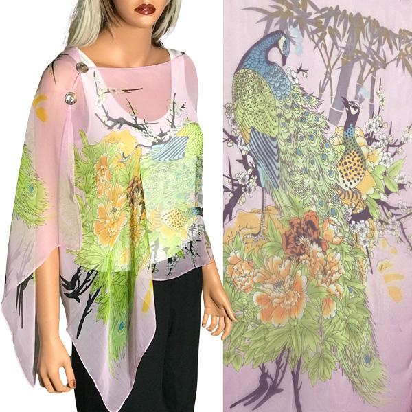 2451 - Silky Two Button Shawl  PC11 - Pink<br>
Peacock Pink Button Shawl<br>
Shell Buttons - 