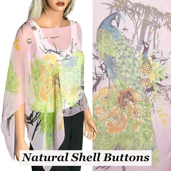 wholesale 2451 - Silky Two Button Shawl  SBS-PC11 Shell Buttons<br> Pink Peacock - 