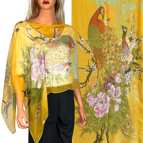 wholesale 2451 - Silky Two Button Shawl  SBS-PC12 - Gold Peacock<br>
Shell Buttons - 