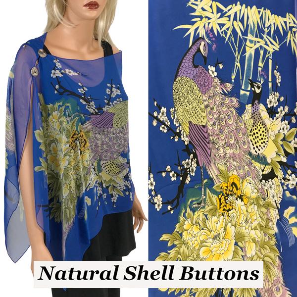 wholesale 2451 - Silky Two Button Shawl  SBS-PC02 Shell Buttons<br> Royal Peacock - 