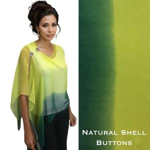 Wholesale 2451 - Silky Two Button Shawl  SBS-106GR Shell Buttons<br> Tri-Color Greens - 