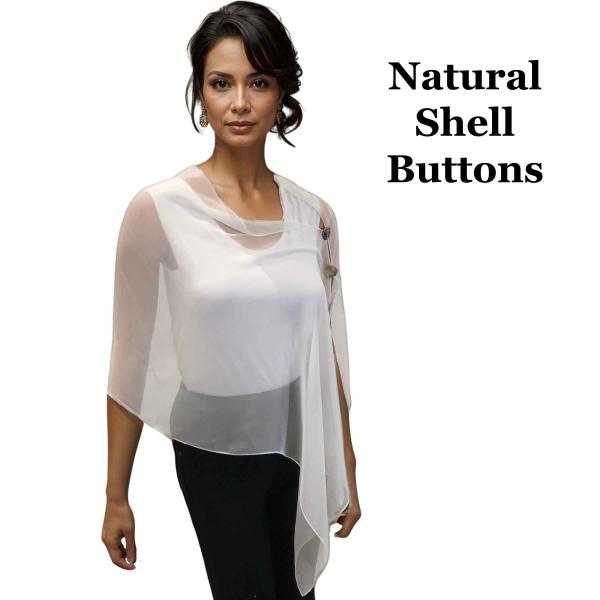 wholesale 2451 - Silky Two Button Shawl  SWH Shell Buttons<br>Solid White - 