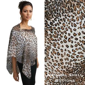 Wholesale 2451 - Silky Two Button Shawl  CH209 - Cheetah Print<br> 
Shell Buttons - 