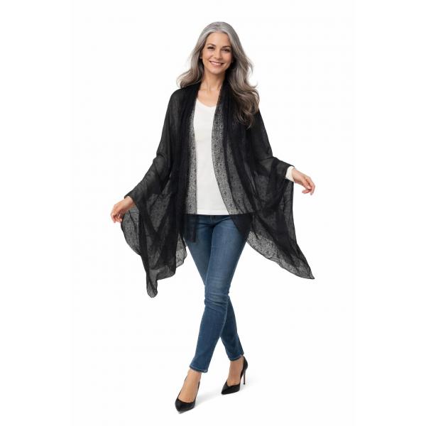 wholesale ACS07 - Shawls - Cotton/Lace Solids  Black - 
