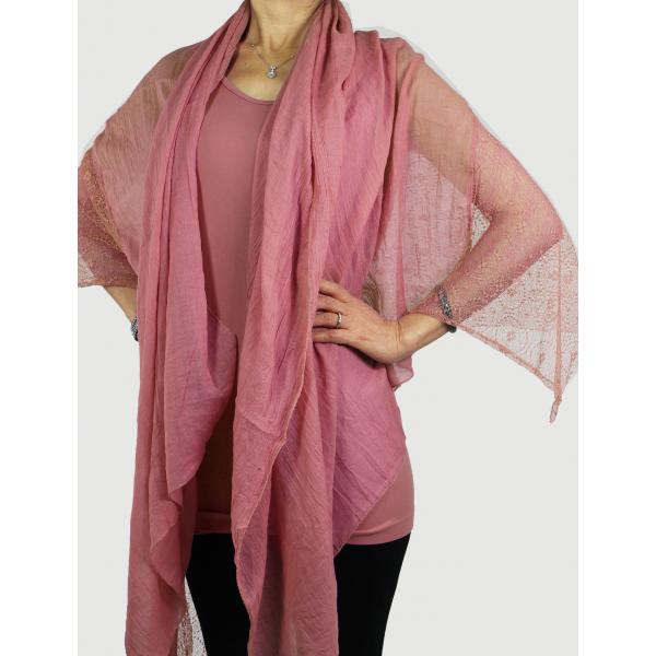 wholesale ACS07 - Shawls - Cotton/Lace Solids  Rose - 