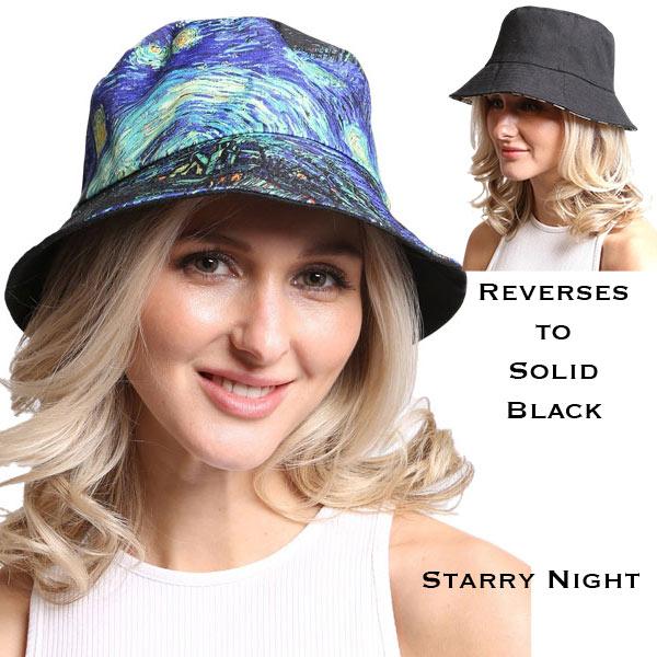 wholesale 2489 - Summer Hats 290 - Starry Night<br>
Reversible Bucket Hat - 