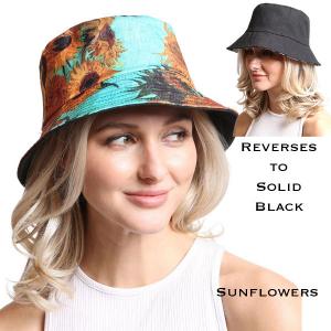 Wholesale  290 - Sun Flowers<br>
Reversible Bucket Hat - One Size Fits Most