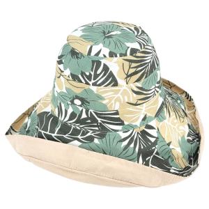 Wholesale  1055 - Beige/Tropical Print<br> 
Reversible Bucket Hat
 - 