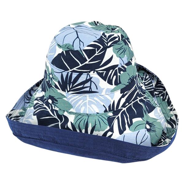 wholesale 2489 - Summer Hats 1055 - Navy/Tropical Print<br> 
Reversible Bucket Hat
 - 