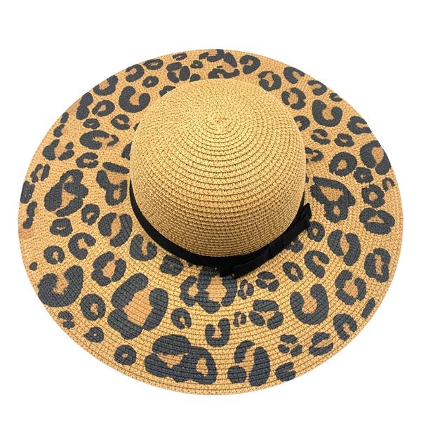 2489 - Summer Hats 1006 - Tan<br>
Animal Print Brim Hat - 