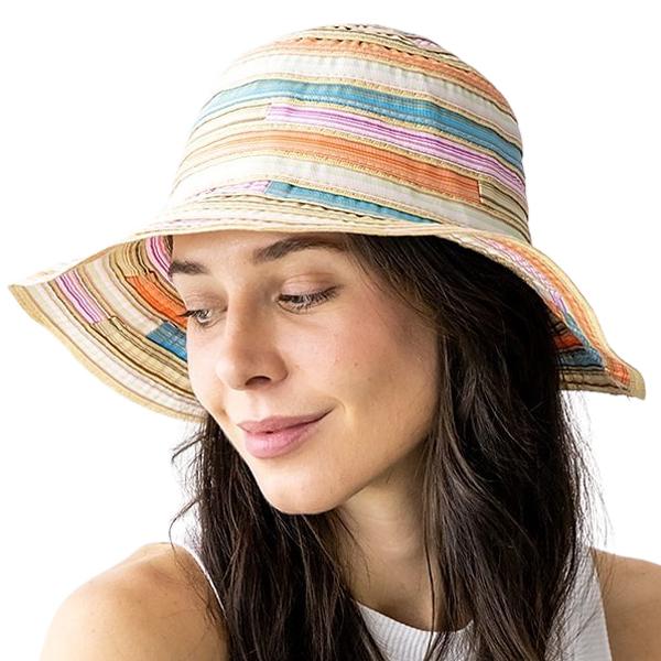 2489 - Summer Hats 1011 - Beige Multi<br>
Striped Bucket Hat*** - 