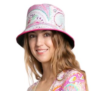 2489 - Summer Hats 311 - Rose Paisley<br>
Reversible Bucket Hat - One Size Fits Most