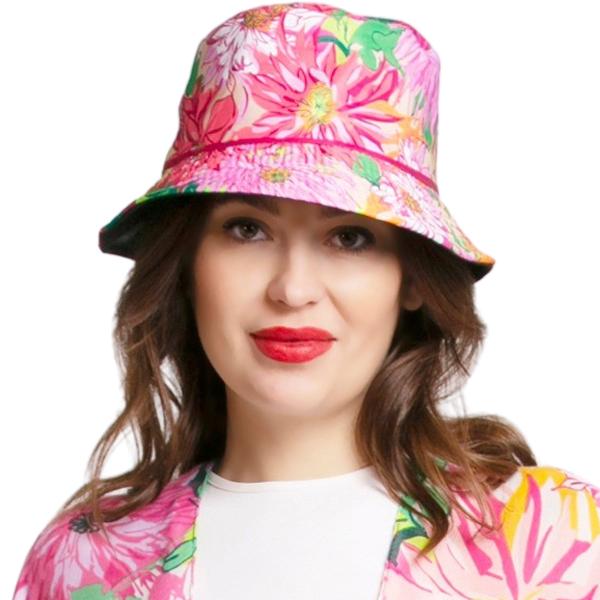 wholesale 2489 - Summer Hats 310 - Rose Floral<br>
Reversible Bucket Hat - One Size Fits Most