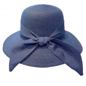 Wholesale 2489 - Summer Hats LC1 - Blue<br>
Raffia with Ribbon  - One Size Fits Most
