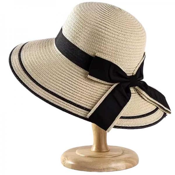 wholesale 2489 - Summer Hats LC4 - Champagne<br>
Raffia with Ribbon  - One Size Fits Most