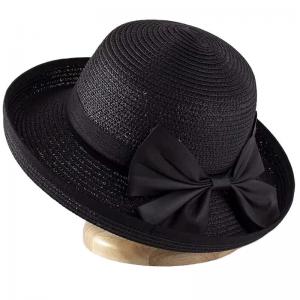Wholesale 2489 - Summer Hats LC5 - Black<br>
Raffia with Ribbon  - One Size Fits Most